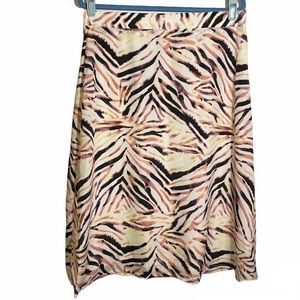 Kendall & Kylie Pink Zebra Print Lined A-Line Midi Skirt Women’s Size Large
